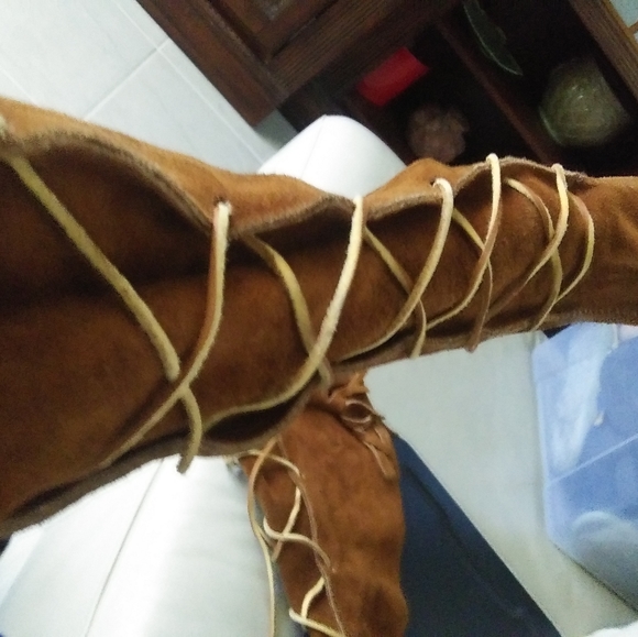 Suede Fringe tie up shoes burnt sienna - Picture 6 of 9